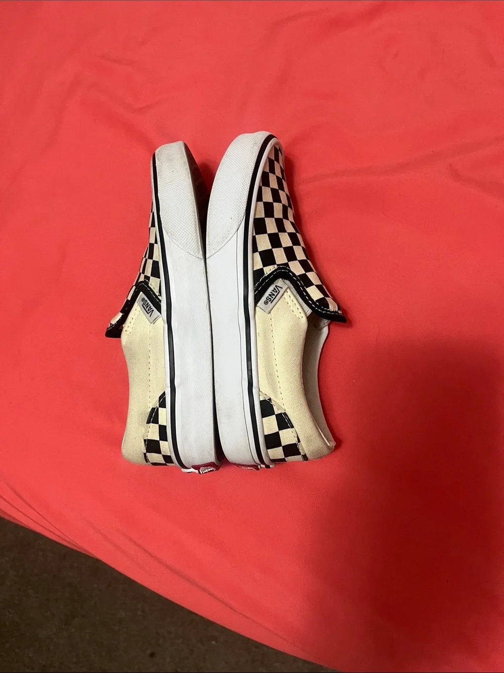 Vans Black & White Checkerboard Kids Slip-On Sneakers - Little Boys Size 1